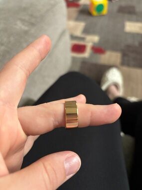 Wide Polished Gold Tone Band Ring